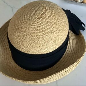 Liz Claiborne Black and Tan Straw Hat